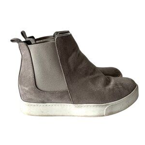 Soda Wedge Sneaker Shoes Side Zipper Light Grey High Top Women Size 7.5 Taupe